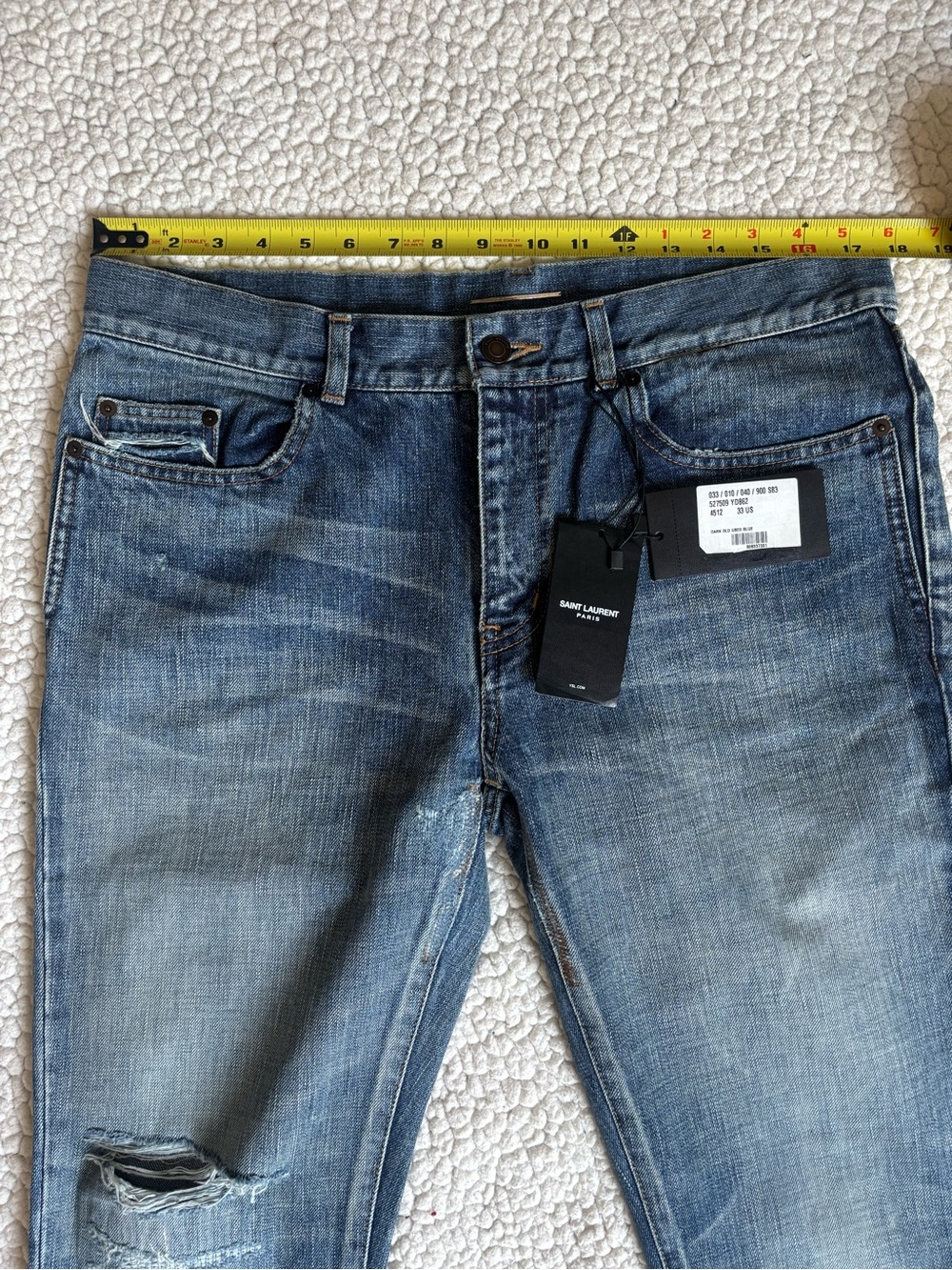 Saint Laurent Men's Faded Blue Slim Jeans - Picture 10 of 16